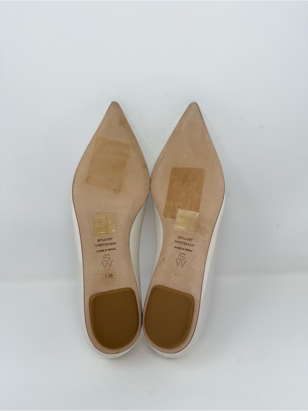 New Stuart Weitzman Emilia Pointed Toe Flat Cream Patent Sz 7.5 - Picture 14 of 16